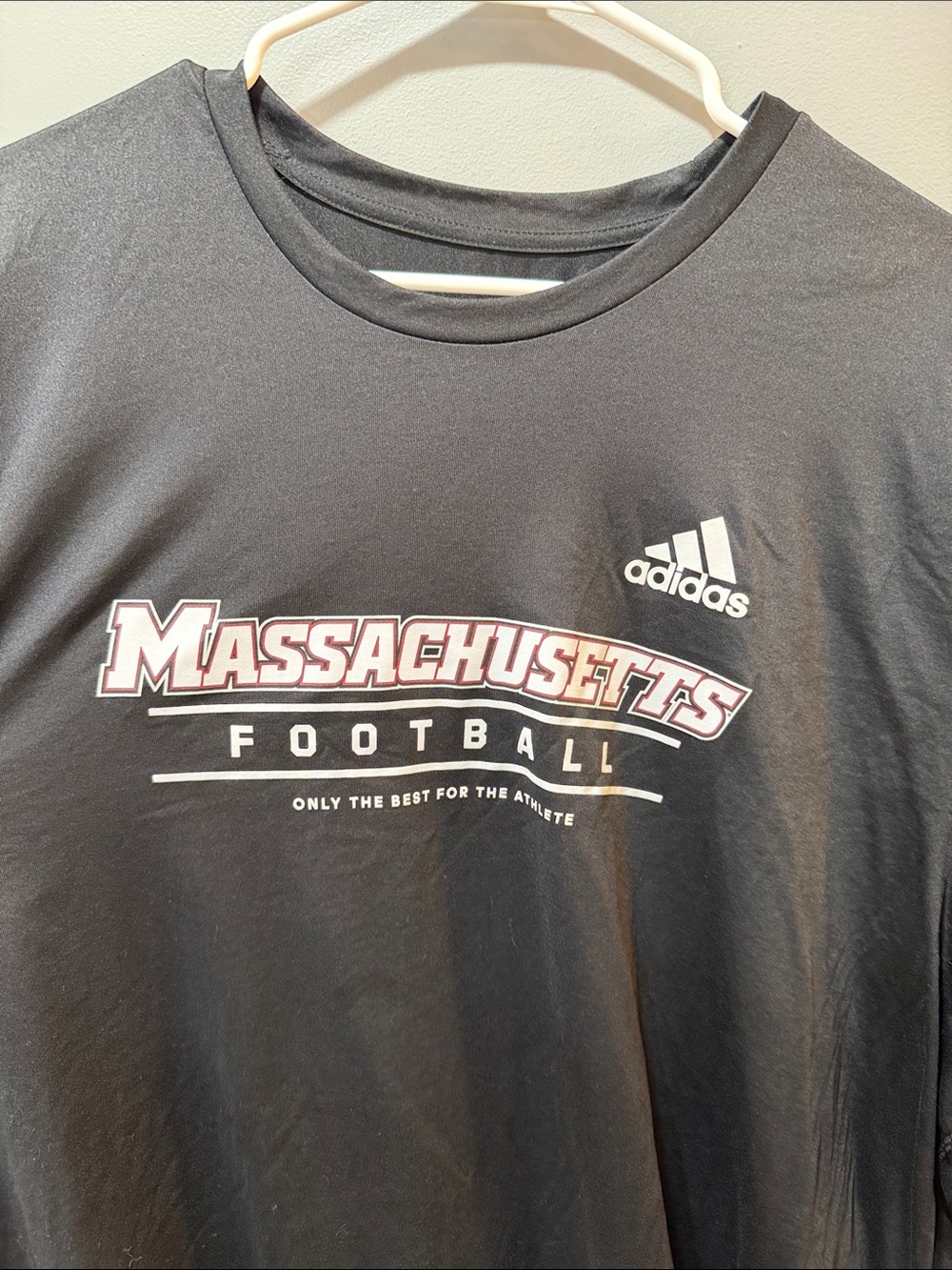 adidas Black Umass Amherst Football Short Sleeve Athletic Tee